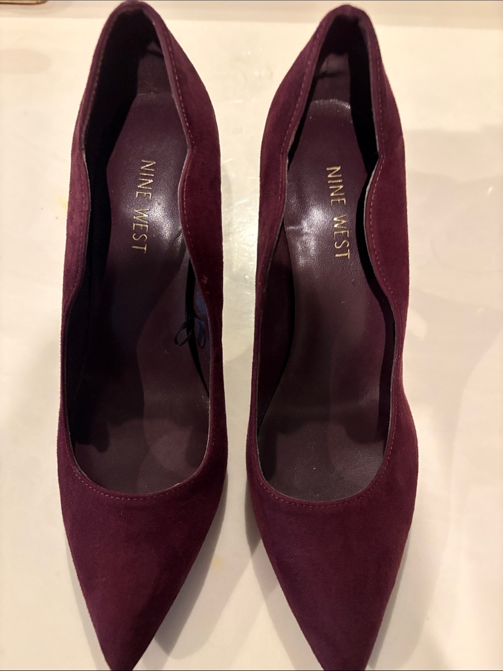 Nine West Deep Burgundy Suede Pointed Toe Pumps